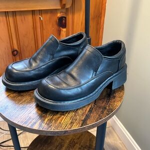 Vintage Dr. Martens Black Chunky Platform Leather Loafer Made in England Size 6